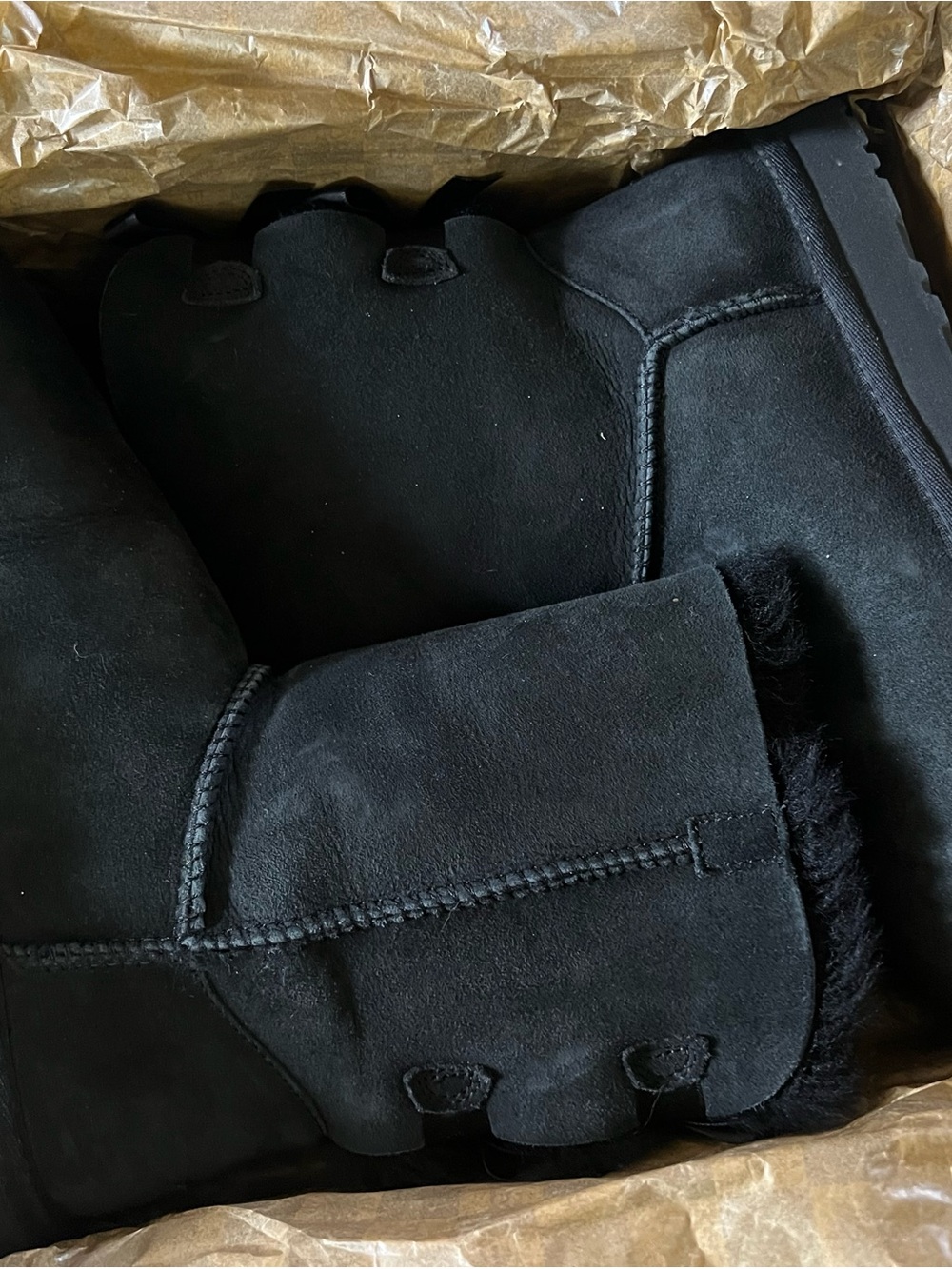UGG Black Suede Back-Bow Winter Boots - Picture 5 of 10